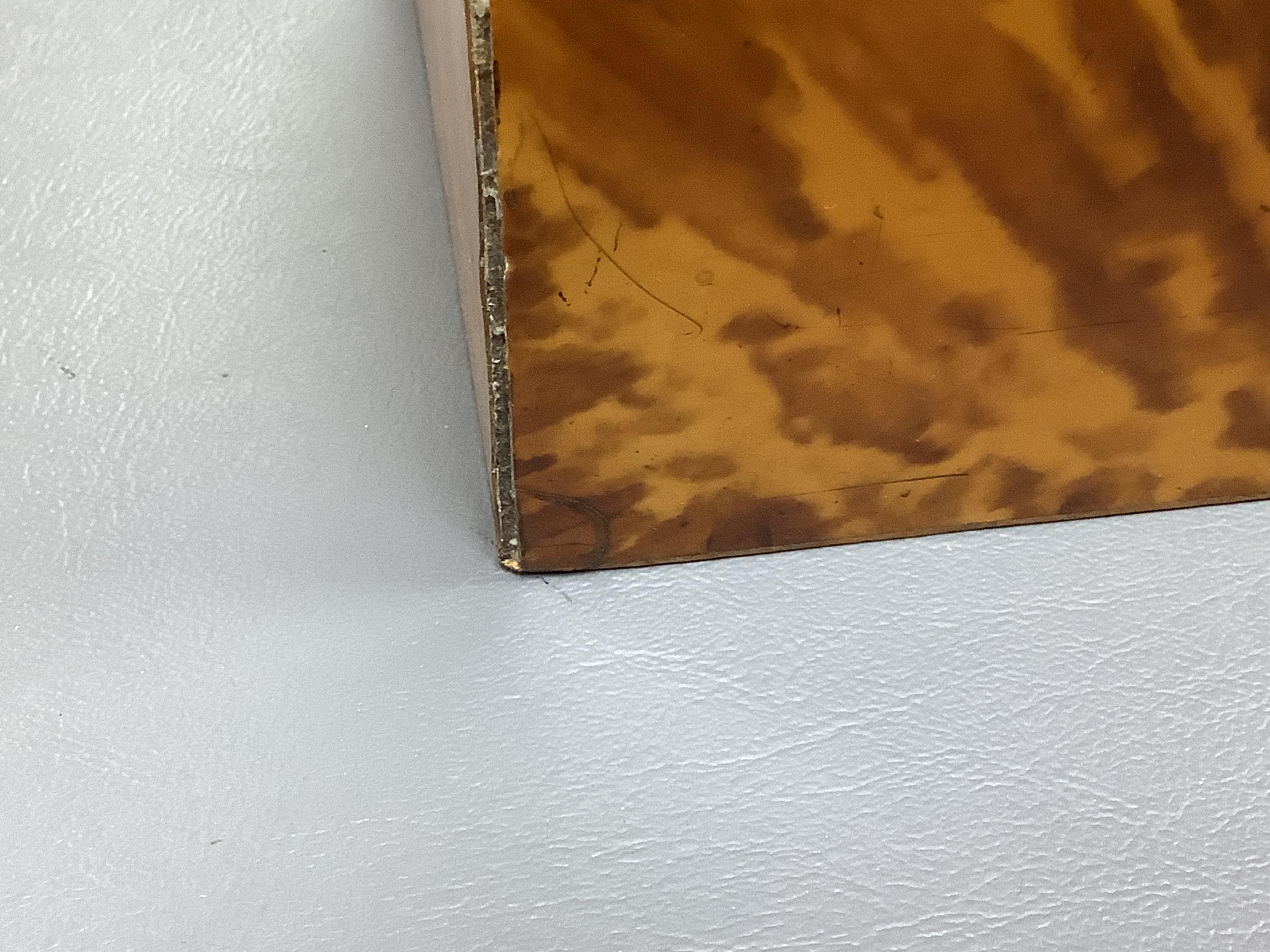 A Georgian blonde tortoiseshell tea caddy with ivory beading, 20.5cm wide CITES Submission reference, EVAWRXWG
